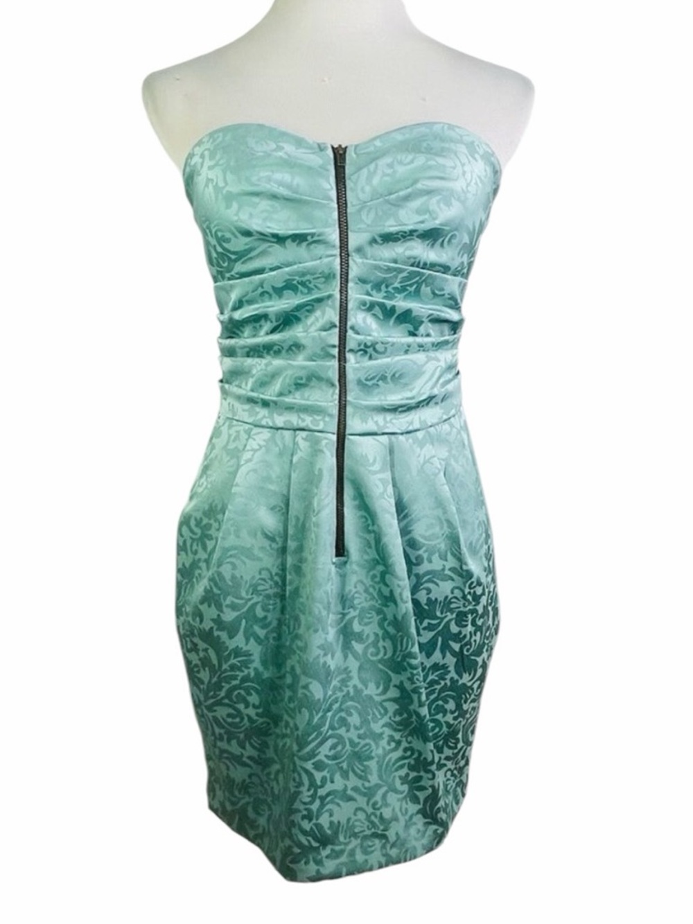 Method Mint Brocade Ruched Strapless Mini Dress - Size Medium